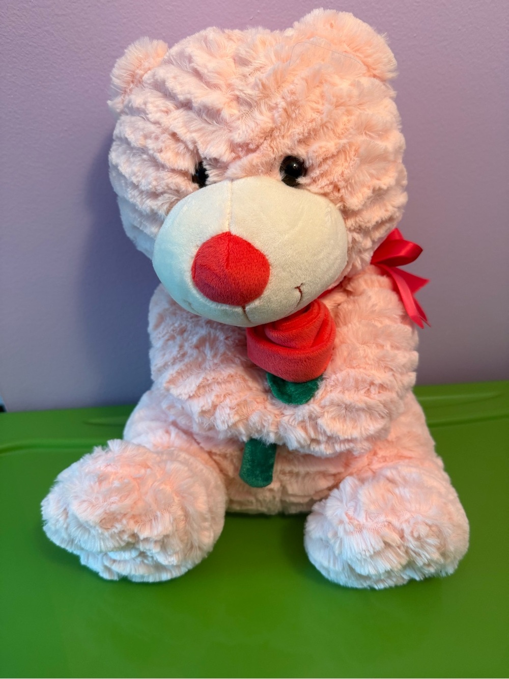 Sweet Sprouts Soft Ribbed Pink Teddy Bear